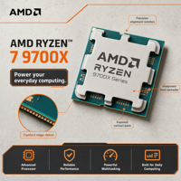 Processeur de bureau pour PC de jeu CPU 9700X 8 cœurs 16 threads 5,5 GHz Max Boost Zen5 32 Mo L3 Socket AM5 DDR5 en stock