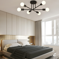 Lustre Semi-Encastré Industriel Minimaliste, Suspension Décorative Noire, Plafonnier Satellite pour Chambre à Coucher et Salon