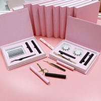 Kit de Pestañas Postizas Individuales Hechas a Mano, Pestañas de Racimo, Pelo Sintético Superfino, 12 Filas, Aspecto Natural, Set de Regalo