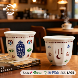 Tazzine da Caffè Arabo Cawa in Porcellana Tradizionale Mediorientale da 170ml 250ml con Logo Personalizzato Kingze - Product Image 1