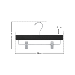 Cintres en bois pour pantalons et jupes, cintre en bois massif avec pinces métalliques, couleur noire, prix abordable - Product Image 2
