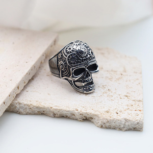 Skull <b>Titanium</b> Steel <b>Ring</b> For Men Geometric Shape Steel Color Gift Jewelry Index Finger <b>Ring</b> - Product Image 1