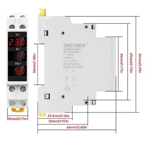 Voltímetro Digital LED para Riel DIN, Amperímetro, Medidor de Voltaje, Corriente y Frecuencia Monofásico, Probador de Voltaje, Amperaje y Frecuencia AC80-500V 100A - Product Image 2