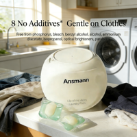 Ansmann Eco-Friendly Apparel Laundry Pods Aroma Bunga 50%-80% Bahan Aktif Membersihkan Secara Mendalam Menghilangkan Noda Melindungi Warna