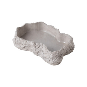 Bacs à nourriture et à eau pour reptiles, bacs de bain style roche en ciment Portland arrondi pour lézards, tortues, grenouilles, geckos et serpents - Product Image 5