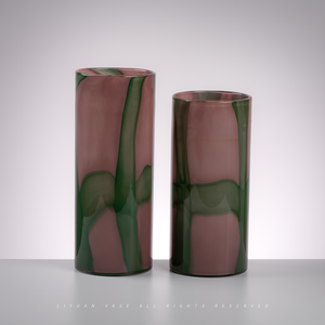 Вазы RYLAVA из выдувного стекла: цилиндрические, с витыми бело-фиолетовыми узорами под мрамор, современные, для свадебных и гидропонных цветочных композиций - Product Image 4