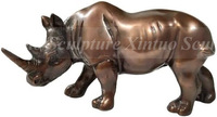 Büyük bronz Rhino heykeli el-cilalı, dekor için detaylı hayvan heykel