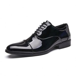 Zapatos Oxford de Negocios para Hombre, Estilo Británico, Primavera-Verano 2026, de PU Sólido, con Cierre de Cordones, Punta Redonda, para Hombres Jóvenes, Envío Directo - Product Image 1