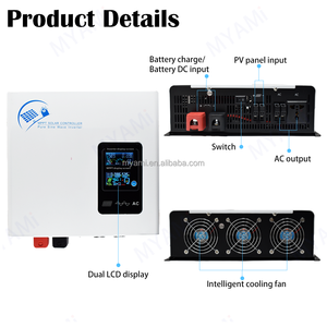 สินค้ามาใหม่ myami หน้าจอ LCD แบบคู่4000W 3300W 2300W 1300W อินเวอร์เตอร์พลังงานแสงอาทิตย์ไฮบริดแบบในตัวเดียว12V/24V/48V พร้อม30A/60A/100A MPPT - Product Image 6