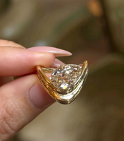 Milskye Edle Vintage-Schmuckkollektion 18k Vergoldeter Messing Zirkon Ovaler Schliff Doppelt Geschmolzener Zirkon-Ring für Damen