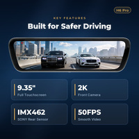 Caméra de recul numérique universelle Sinjet Wifi, type séparé, streaming 2K, écran complet 9,35 pouces, H6 Pro Mirror DashCam