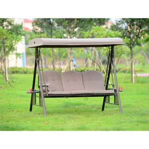 Gran oferta, Columpio de tres asientos de Metal de acero moderno, muebles de Patio de jardín al aire libre, Columpio de jardín para 3 personas - Product Image 4