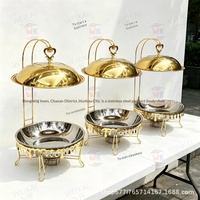 Grenzüberschreitender goldener Luxus-Chafing Dish, rund, unbeschichtet, zum Aufhängen, 8L, für Buffet, Hotel, Restaurant, Bankett, Speisenwärmer