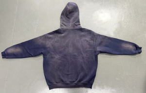 Veste à capuche zippée double face en polaire doublée, coupe-vent, effet vieilli, sans bords coupés, style vintage américain - Product Image 2