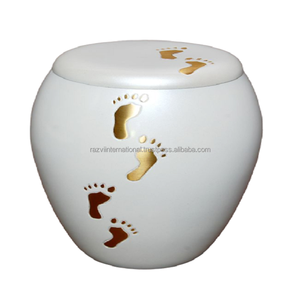 Adhesivo verde de estilo europeo de alta calidad, contenedor conmemorativo impreso, urna de latón de Metal, cremación para adultos, olla de aluminio única - Product Image 4