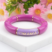 Nouveau Design acrylique en plastique émail coloré lettres MAMA Bracelets épais pour cadeaux