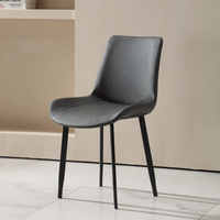 Chaise de salle à manger moderne de luxe nordique en tissu velours vert bleu gris rembourrée en PU avec structure en fer