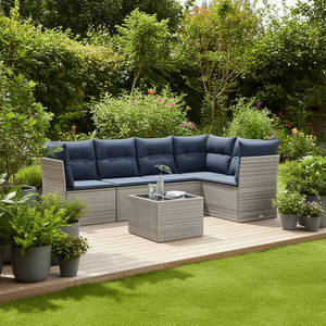 Conjunto de Sofás de Patio de Ratán Sintético Gris con Cojines, Muebles de Jardín Contemporáneos para Exteriores - Product Image 2