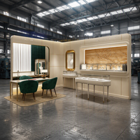 Vitrine de bijoux haut de gamme vitrine de bijoux moderne en métal en acier inoxydable meubles de bijoux de luxe en verre incurvé personnalisé