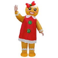 Décoration gonflable de Noël : Femme en pain d'épices, avec éclairage LED, pour la fête de Noël et du Nouvel An
