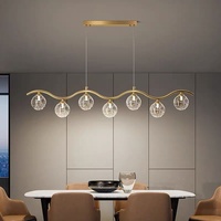 Lustre créatif à longues bandes, multi-têtes, translucide, pour salle à manger, villa et salon à plafond haut