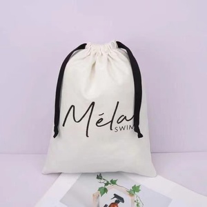 Petit sac en toile de coton blanc épais avec cordon de serrage pour bijoux et maquillage - Product Image 5