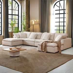 Chaise longue contemporaine au design moderne avec ottoman, canapé modulaire en forme de nuage - Product Image 2