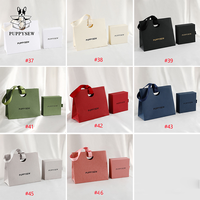 Sac à poignée en ruban écologique de qualité supérieure, surface texturée, boîte de présentation de bijoux de couleur vert et blanc, emballage prêt à offrir