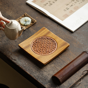 Walnut Wood Teapot Stand Square Heat Resistant Solid Wood Tray For Kung Fu <b>Tea</b> <b>Set</b> - Product Image 2