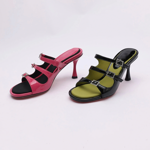 Vendite calde nuovo Design da donna eleganti <span class=keywords><strong>sandali</strong></span> estivi <span class=keywords><strong>tacco</strong></span> alto moda con fibbia di strass décolleté da donna pantofole con <span class=keywords><strong>tacco</strong></span> - Product Image 2