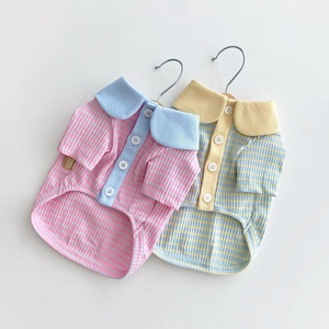 Chemise rayée pastel pour chien avec col Peter Pan coloré, vêtements pour animaux de compagnie mignons à boutons pour Bichon Frisé, <span class=keywords><strong>Shih</strong></span> <span class=keywords><strong>Tzu</strong></span>, petits <span class=keywords><strong>chiens</strong></span> - Product Image 3