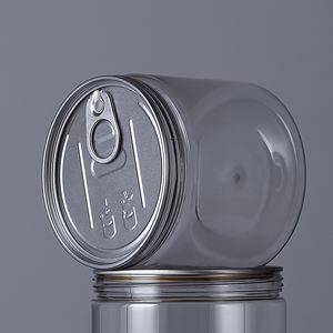 Fabricant de boîtes en plastique, pot rond transparent en PET avec couvercles <span class=keywords><strong>à</strong></span> vis pour le stockage des amandes, bouteille hermétique en aluminium <span class=keywords><strong>à</strong></span> ouverture facile - Product Image 2