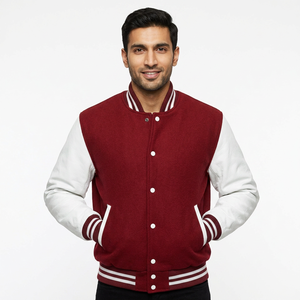 <b>Top</b> Trending Men's Varsity Jackets High Quality Winter Leather Sleeves with Wool Body Customizable Soft-Shell Jackets - Product Image 1