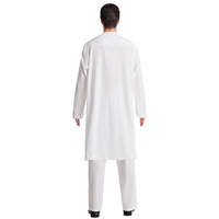 Nouvelle tenue islamique pour hommes du Moyen-Orient, Thobe, robe musulmane à col rond, ensemble de robe longue à manches longues, couleur unie, longueur cheville, printemps, polyester