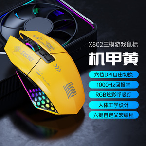 เมาส์เกมมิ่ง X802 ไตรโหมด 6 ปุ่ม ตั้งค่ามาโครได้ 1000Hz ไฟ RGB ดีไซน์ตามหลักสรีรศาสตร์ - Product Image 1