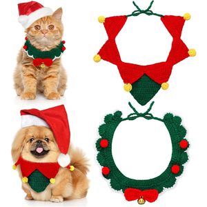 Collares navideños Huhumy para mascotas, collares ajustables con lazo de lana para gatos, perros pequeños de 12 a 16 pulgadas, accesorios festivos - Product Image 1