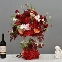 Centre de table en fleurs artificielles, arrangement de table de mariage, support en métal, fleurs en tissu imitation pour hôtel, restaurant