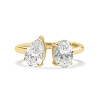 Bague demi-éternité Starsgem Diamante en diamant de laboratoire, or 10 carats, taille ajustable, plaqué rhodium, bijoux fins pour femmes