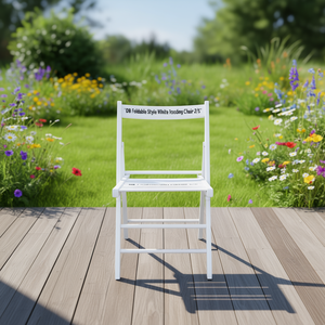 Chaise pliante DB en bois blanc, design rectangulaire moderne, mobilier de jardin extérieur, usage domestique - Product Image 2