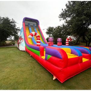 Diversión de <span class=keywords><strong>vacaciones</strong></span> a gran escala: tobogán gigante inflable de Navidad de doble carril con bastones de caramelo, renos y muñecos de nieve - Product Image 3