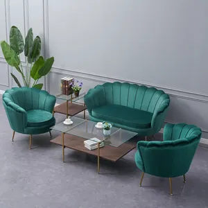 Fauteuil avec Design nordique moderne, pieds dorés, canapé avec tissu velours vert, vente en gros, livraison gratuite