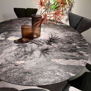 Ensemble <span class=keywords><strong>de</strong></span> meubles <span class=keywords><strong>de</strong></span> salle à manger <span class=keywords><strong>de</strong></span> luxe moderne - <span class=keywords><strong>Table</strong></span> ronde avec plateau en pierre frittée et pieds en marbre avec plus <span class=keywords><strong>de</strong></span> 10 chaises - Product Image 2