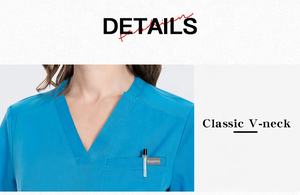 ODMカスタムロゴ入り医療用スクラブトップス、スパンデックス混紡ユニセックスナースユニフォーム（病院用） - Product Image 4
