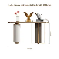 Table d'entrée multifonctionnelle en acier inoxydable italien, design léger et luxueux, nouveau style chinois, table murale pour porte d'entrée