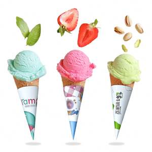 Vasos de Papel Desechables en Forma de Cono para Helado, Fundas de Papel para Conos de Helado con Diseño Personalizado Impreso - Product Image 1