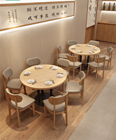 Combinaison Table et Chaises Personnalisée pour Restaurant de Nouilles, Style Japonais Simple, Snack Bar Commercial, Table en Contreplaqué, Banquette en Cuir et Bois