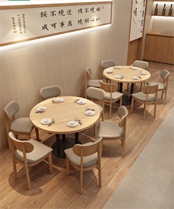 Tùy Chỉnh Mì Nhà Hàng Bảng Và Ghế Kết Hợp Nhật Bản Đơn Giản Snack Bar Thương Mại Ván Ép Bảng Gỗ Da Gian Hàng - Product Image 5