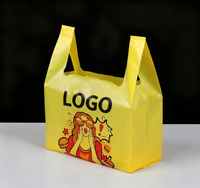 Sac de courses transparent de haute qualité avec soufflet latéral, poignée longue, en PE biodégradable, pour supermarché, avec message de remerciement