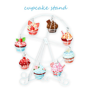 Iron Ferris Wheel Cake Stand 5 Cup White Metal Dessert Display Rack For Birthday Party Table Decorations - Product Image 4
