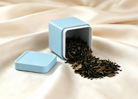 Boîte en métal carrée personnalisée avec logo, hermétique, de qualité alimentaire, pour emballage de thé et bonbons, petite boîte portable